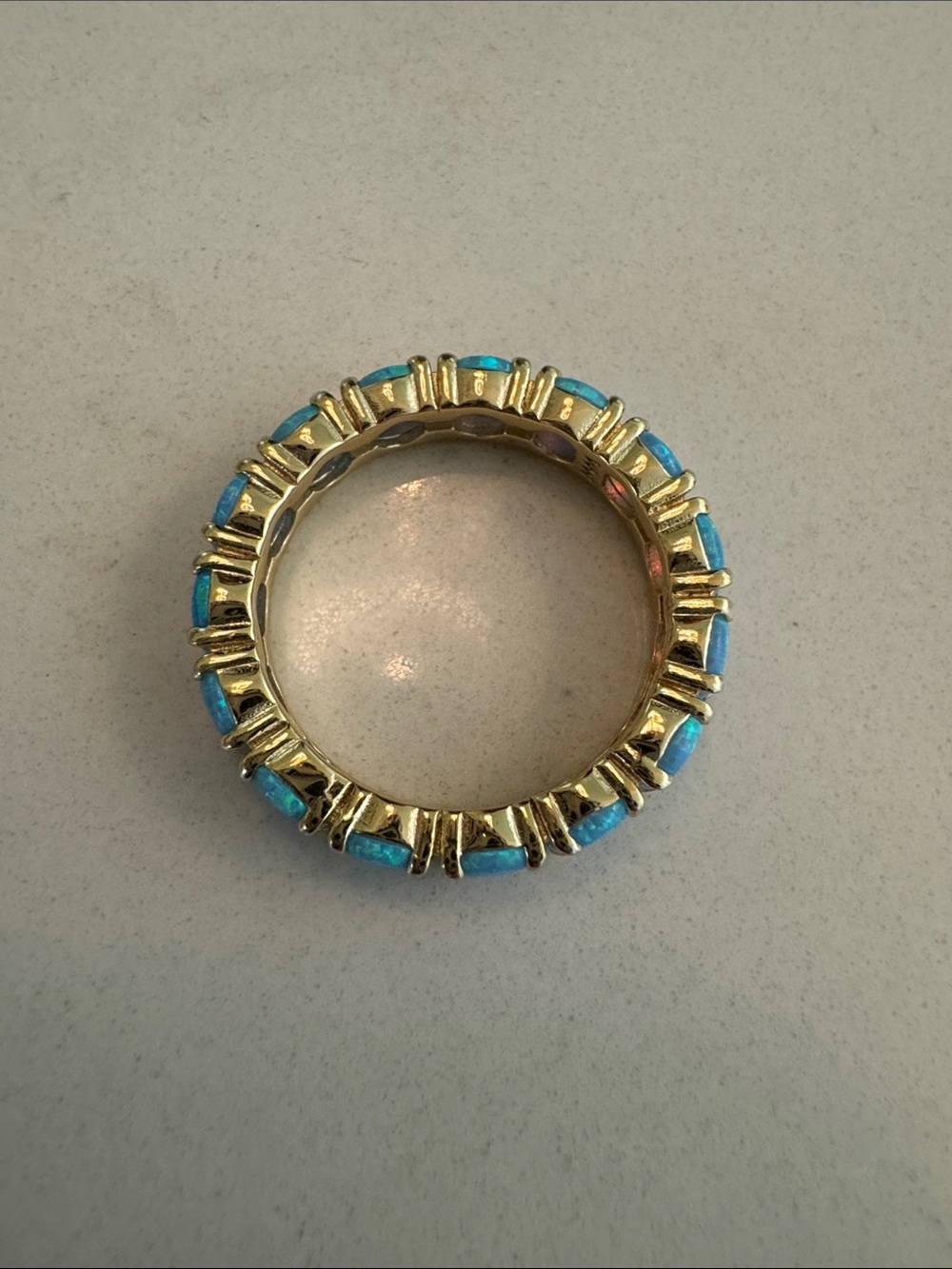 Melinda Maria Grand Heiress Blue Opal Gold-Plated Women’s Eternity Band, sz 8 - Picture 7 of 7